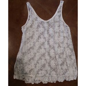 White tunic lace tank top